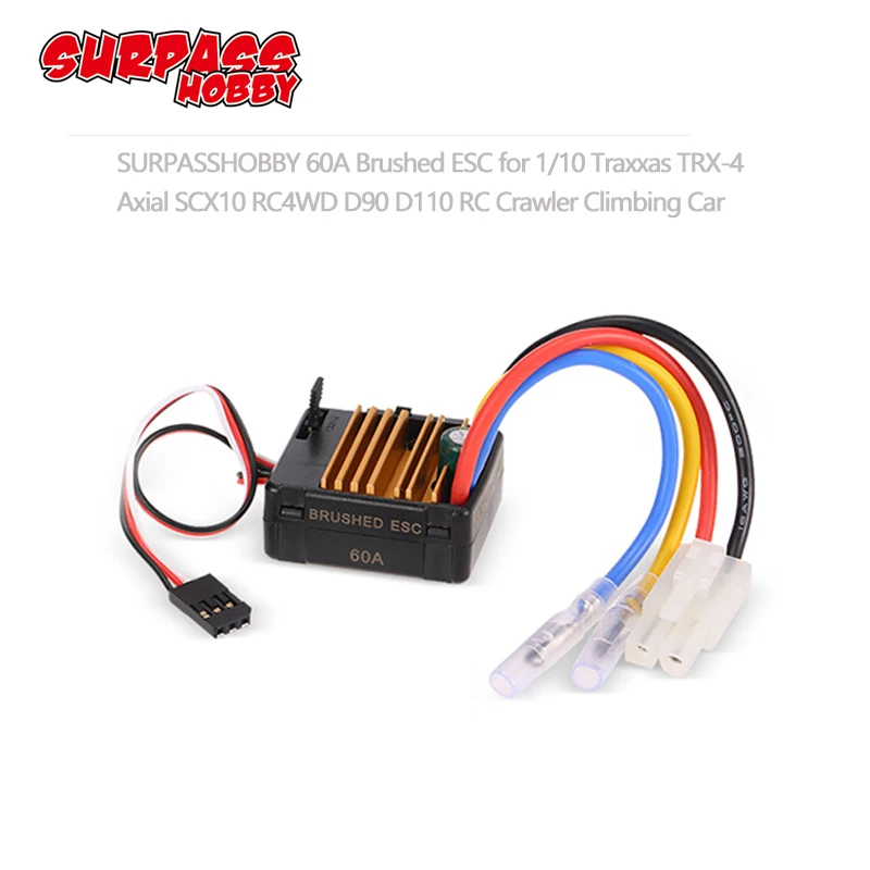 

SURPASS HOBBY 60A ESC with 5V/2A BEC for HSP HPI Kyosho TRAXXAS 1/10 RC Crawler Off-road Climbing Car