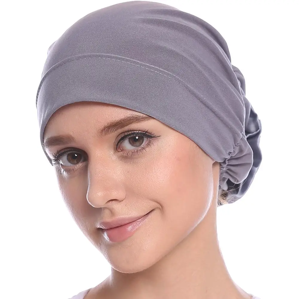 Новая женская модная многофункциональная упругая Шапка-тюрбан с украшением сзади,, шапка для химиотерапии пациента, сохраняющая тепло - Цвет: Gray