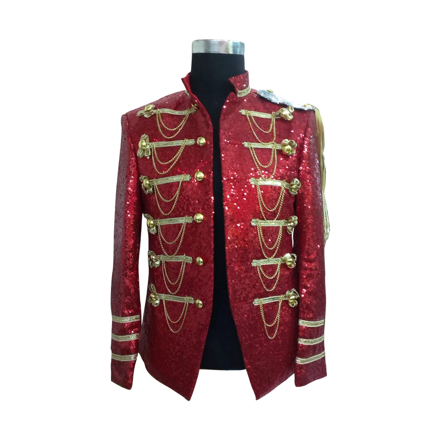 

Man Sequins Blazers Men Suit Jacket Male Singer DJ DS Dancer Black Gold Red Silver Stage Costume Men Overcoat Men New Outwear