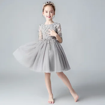 

2020 Formal Girls Dress Holiday O-Neck Princess Flower Girl Vestido for Party Girl Clothes 3 4 6 8 10 12 14 Years RKF194008