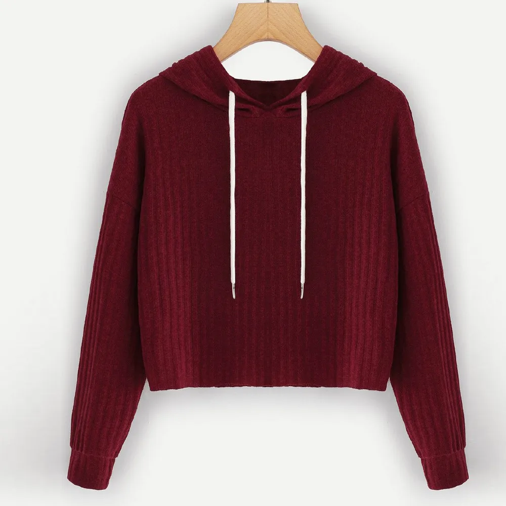 Womens Fashion Pure Color  Hoodie Short Sweatshirt Tops Sweatshirt hoodies women hoodies women 2018 New