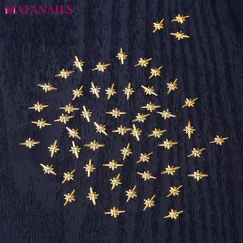 

100Pcs/Pack New GOLD Cross Star Metal Rivets Studs 5*8MM 3D Metal Alloy Nail Art Decorations Nail Decors/Charms for Manicure JS6