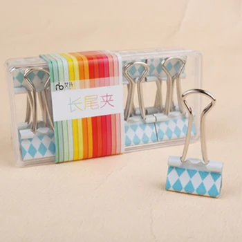 

Binder clips multicolour Medium size purse documents clip fashion metal clip dovetail nice boxed cute binder clips