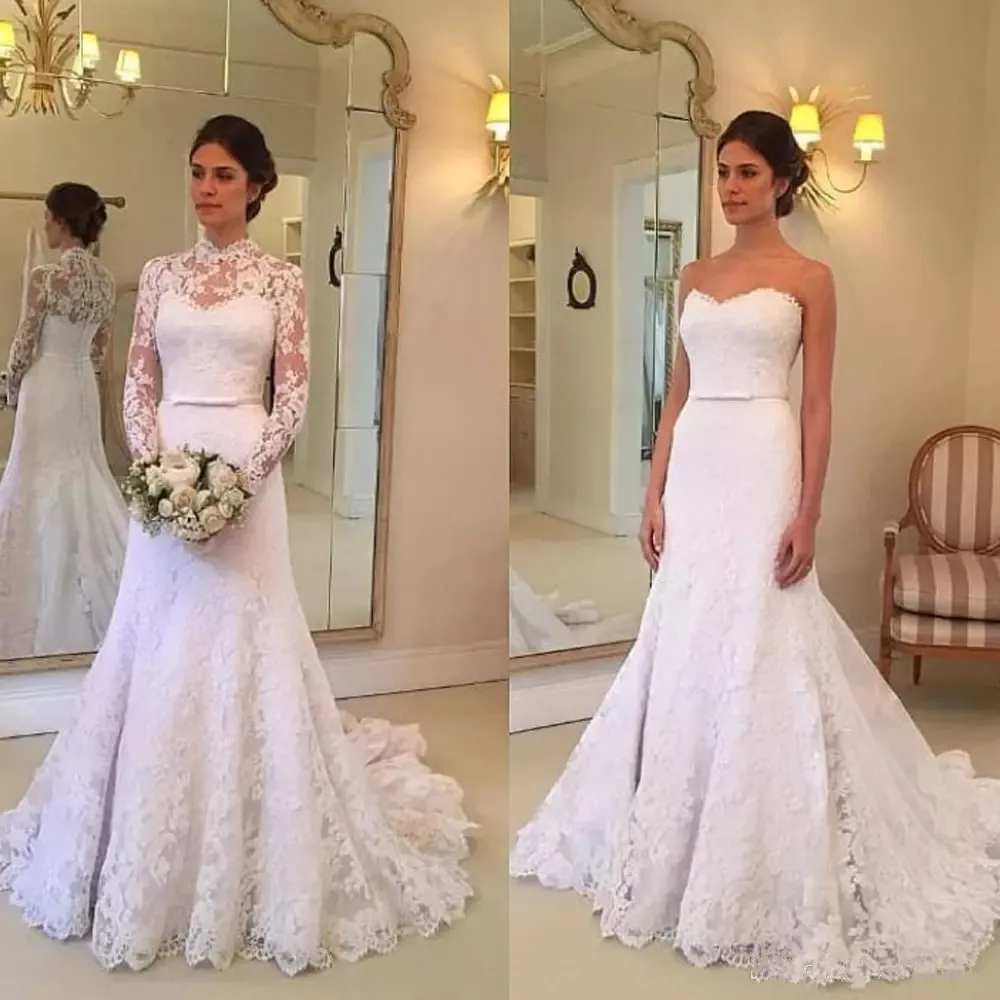 Sheer high neck wedding dress Clearance