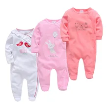 3 пары, футбольные пижамы для маленьких девочек с кнопками, хлопок, милый узор в виде кролика, одежда для маленьких девочек 0-12 месяцев