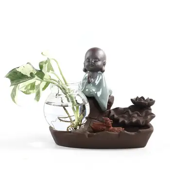 

Buddha Backflow Incense Burner Chinese Crafts Plant Vase Smoke Waterfall Incense Holder Aromatherapy Home Office Table Decor