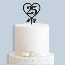 Пользовательский возраст украшение для именинного торта 25 день рождения пара юбилей торт украшение уникальный любовь стрелка вечерние аксессуар для кекса