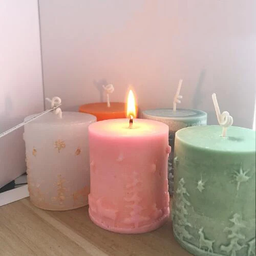 

Ins style 3d candle silicone mold Aroma Christmas relief candle mold beautiful DIY home decoration candle silica gel mold