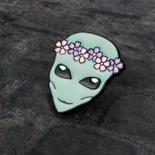 Новая зеленая брошь инопланетянин милый и интересный венчик инопланетянин эмаль игла НЛО для мужчин и женщин Нагрудный значок игла для друзей