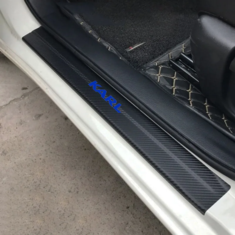 4 шт. автомобильный протектор порога наклейка из углеродного волокна виниловая наклейка для Opel Karl - Название цвета: Синий