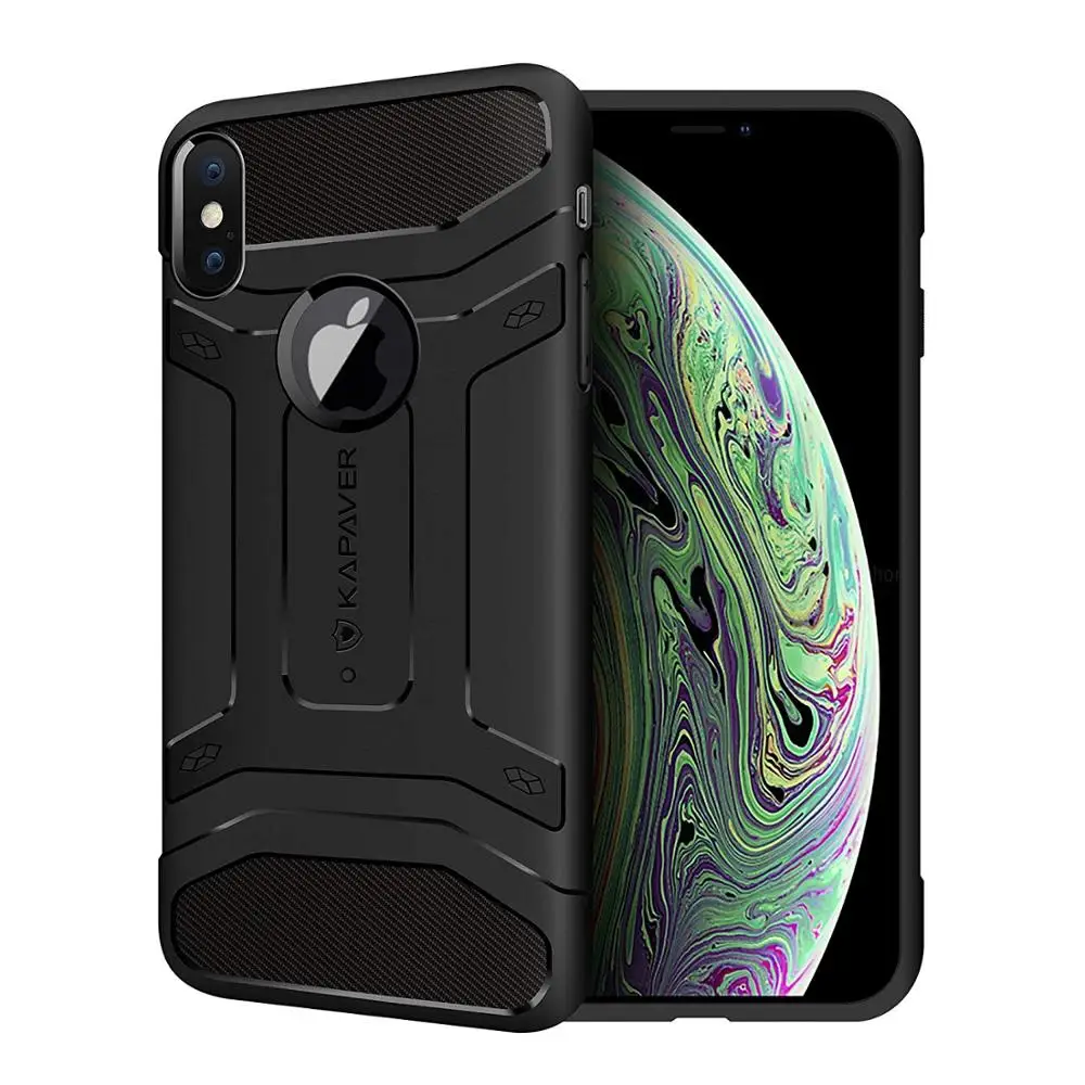 

KAPAVER® Back Cover Case for Apple iPhone Xs/iPhone X Drop Tested Shock Proof Carbon Fiber Armor Black