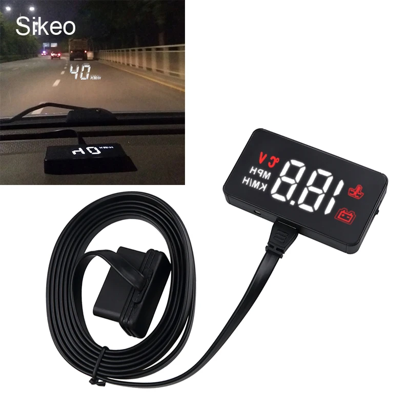 

Sikeo Car HUD Head Up Display Car Speedometer Over-speed Alarm OBDII EUOBD Head-Up Display Windshield Projector Car-styling