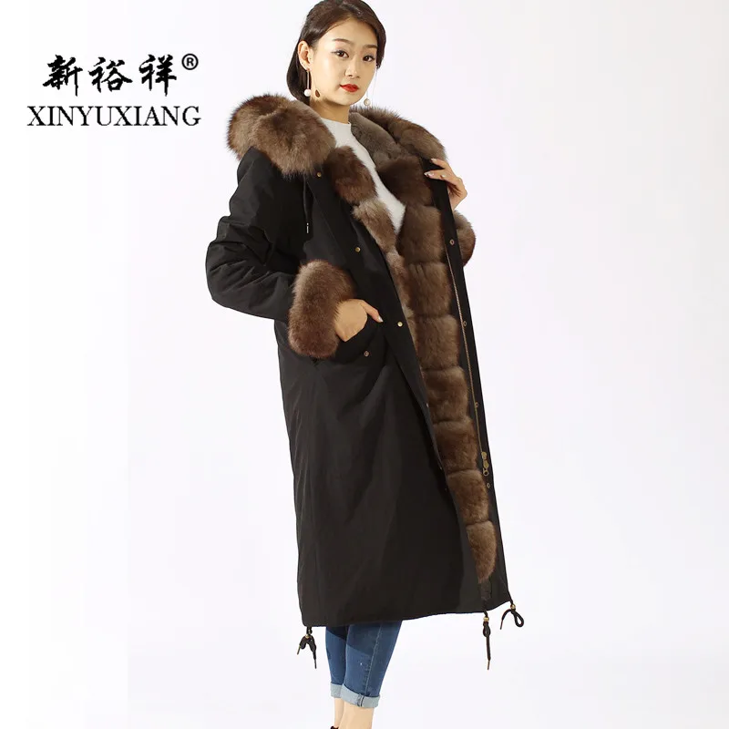 Réel Hiver Long Épaisse Veste Rex Renard Manteau Nouveau Parkas Femmes Noir Lapin Naturel Xinyuxiang Chaud Fourrure De Casual 19n7 Doublure FKuTlcJ31
