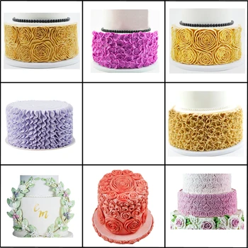 

Meibum Ruffle Rose Flower Vine Silicone Fondant Cake Mold Gum Paste Sugar Craft Mould Valentine's Day Pastry Decorating Baking