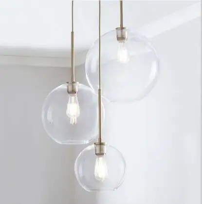 Lukloy Loft Modern Pendant Light Silver Gold Glass Ball Hanging