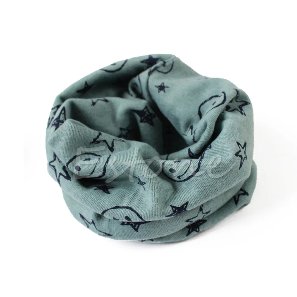 Осенне-зимний теплый хлопковый шарф с круглым вырезом для мальчиков и девочек - Цвет: Gn