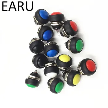 

6 pcs Small 12mm Round Button Switch Push Button Switch Momentary OFF (ON) Push Button Horn Switch Blue White Green Red Yellow