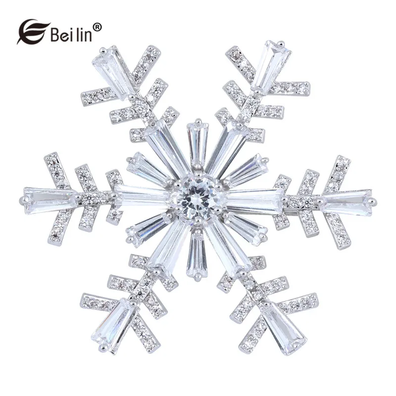 

2016 New Garment Accessories Cubic Zirconia Snowflake Brooches Christmas Gifts Lapel Pins Fashion Jewelry For Women AF860009