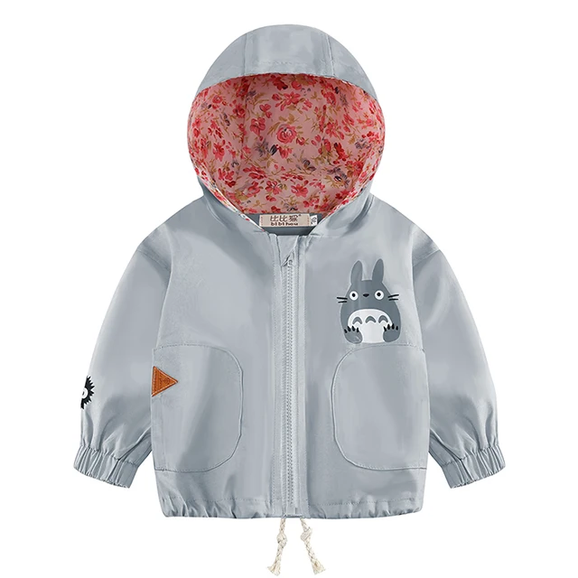 Модная куртка с рисунком для маленьких мальчиков и девочек 1, 2, 3, 4 лет весенне-осенняя Спортивная ветровка с капюшоном и цветочным принтом детская одежда - Цвет: Blue