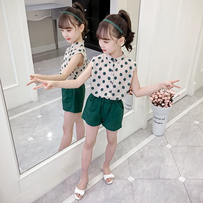 

Girls Clothing Sets Summer Fashion Girls Chiffon Sleeveless Top T-shirt & Casual Pants Girls Clothes 4 6 8 10 Years Vestidos