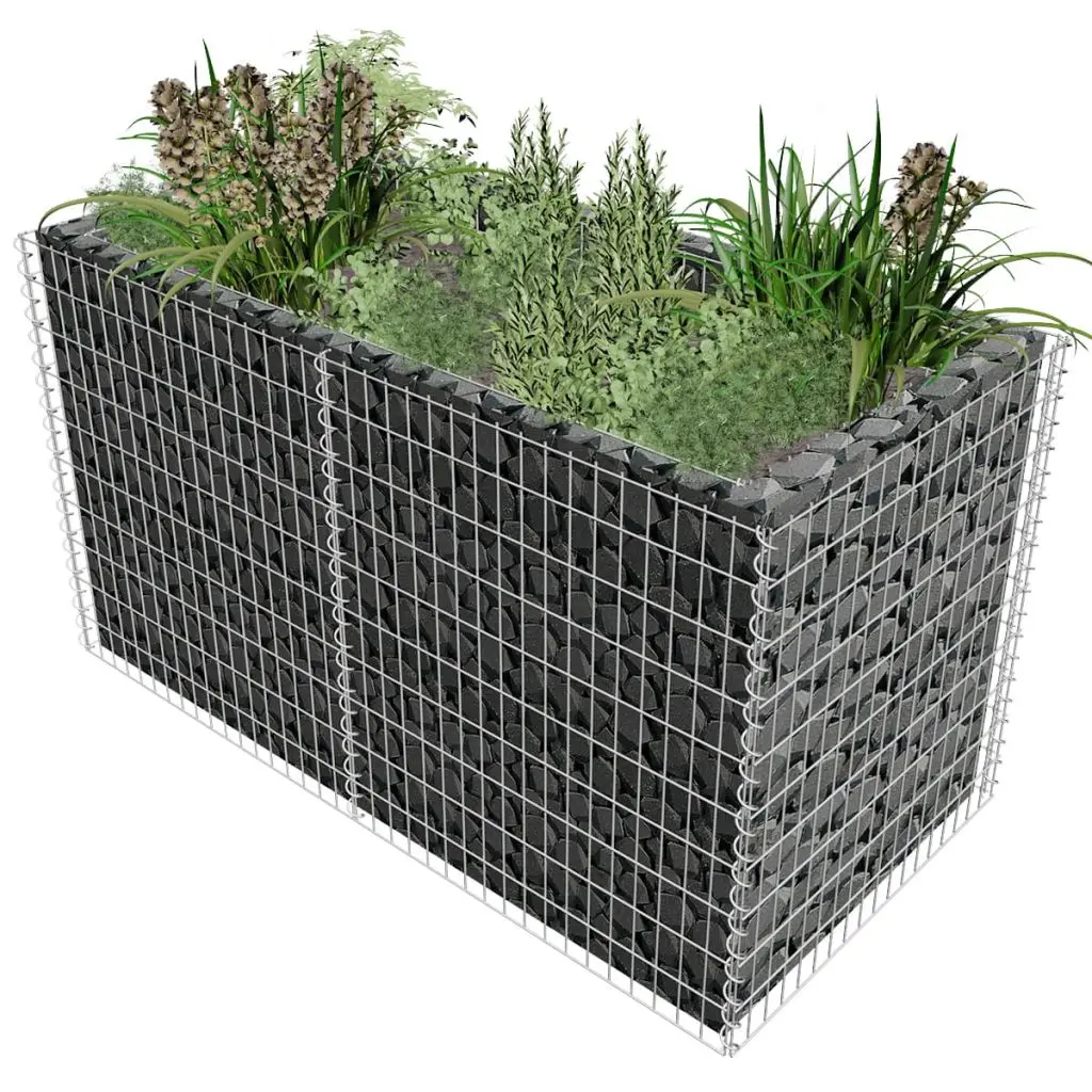 vidaXL Gabion Planter Steel 71"x35.4"x39.4" Silverin Flower Pots & Planters from Home & Garden