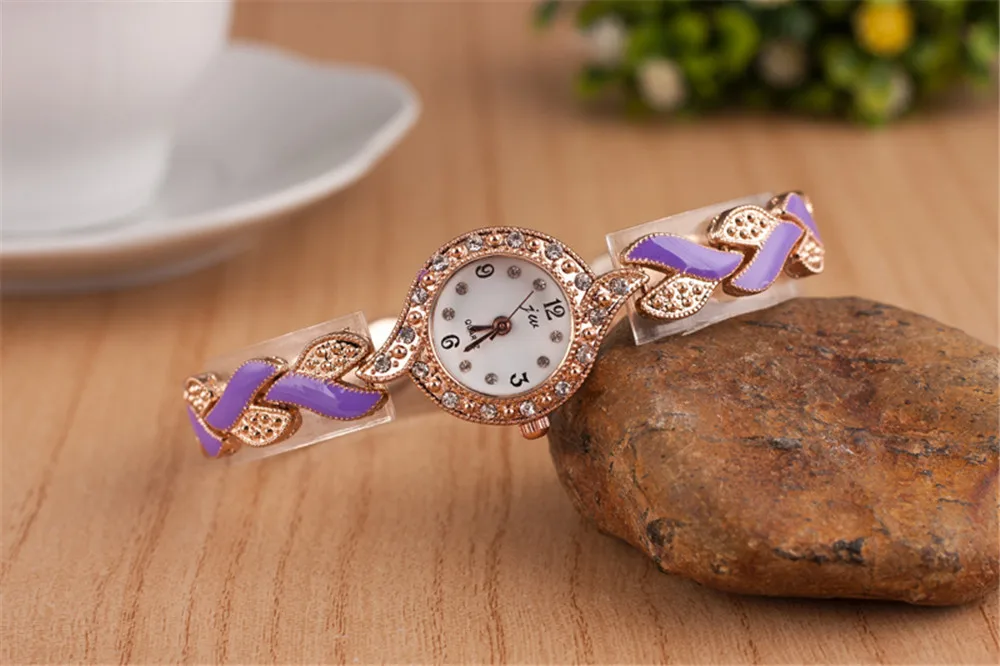 Fashion Ladies Quartz Bracelet Watch Rose Gold Female Wristwatch Luxury Montre Femme Metal Band Women Diamond Watches Brand JW 13