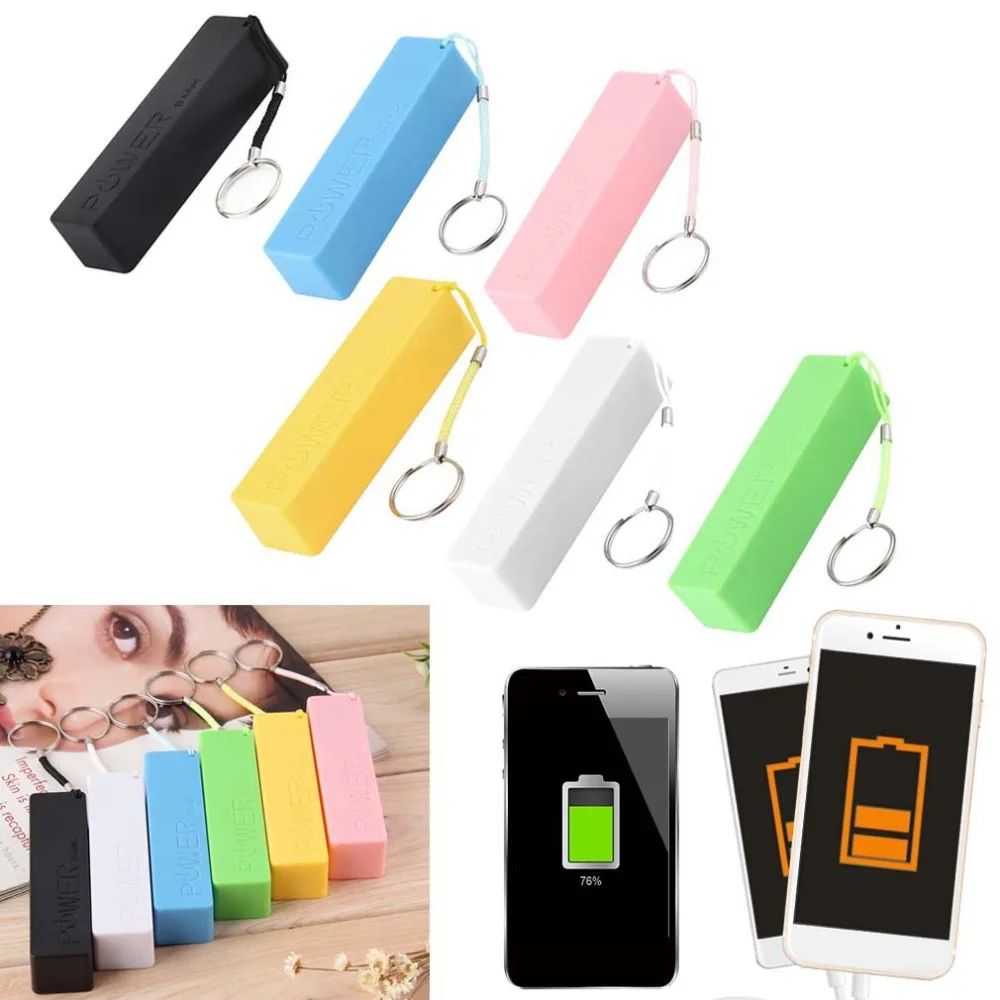 1 шт. черный цвет Mobile Power Bank брелка для ключей 18650 с плоским верхом батарея зарядное