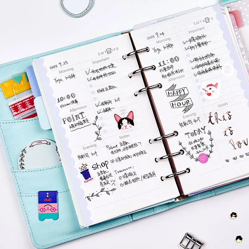 Fromthenon милый блокнот для Filofax Dokibook спиральный планировщик A5A6A7 дневник внутренний ядро Weekl ежемесячный точечный наполнитель бумага