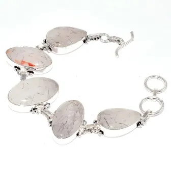 

Black Rutiles Quarts Bracelet , 20.5 cm, B3289