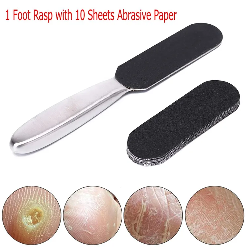 

1set Foot Rasp File Scrubber Grater Dry Rough Dead Skin Callus Remover Pedicure Nial Foot Setback With 10 Sheets Abrasive Paper