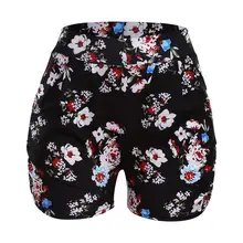 Модные летние женские шорты, пляжные шорты с цветочным принтом, короткие шорты Панталоны, женские шорты с карманами, на платформе