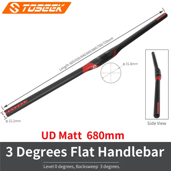 3 Degree 680mm Toseek полностью углеродный Горный велосипед Руль формы "Ласточка" 3/9 градусов руль велосипеда 31,8*600-740 мм MTB части велосипеда - Цвет: 3 Degree 680mm