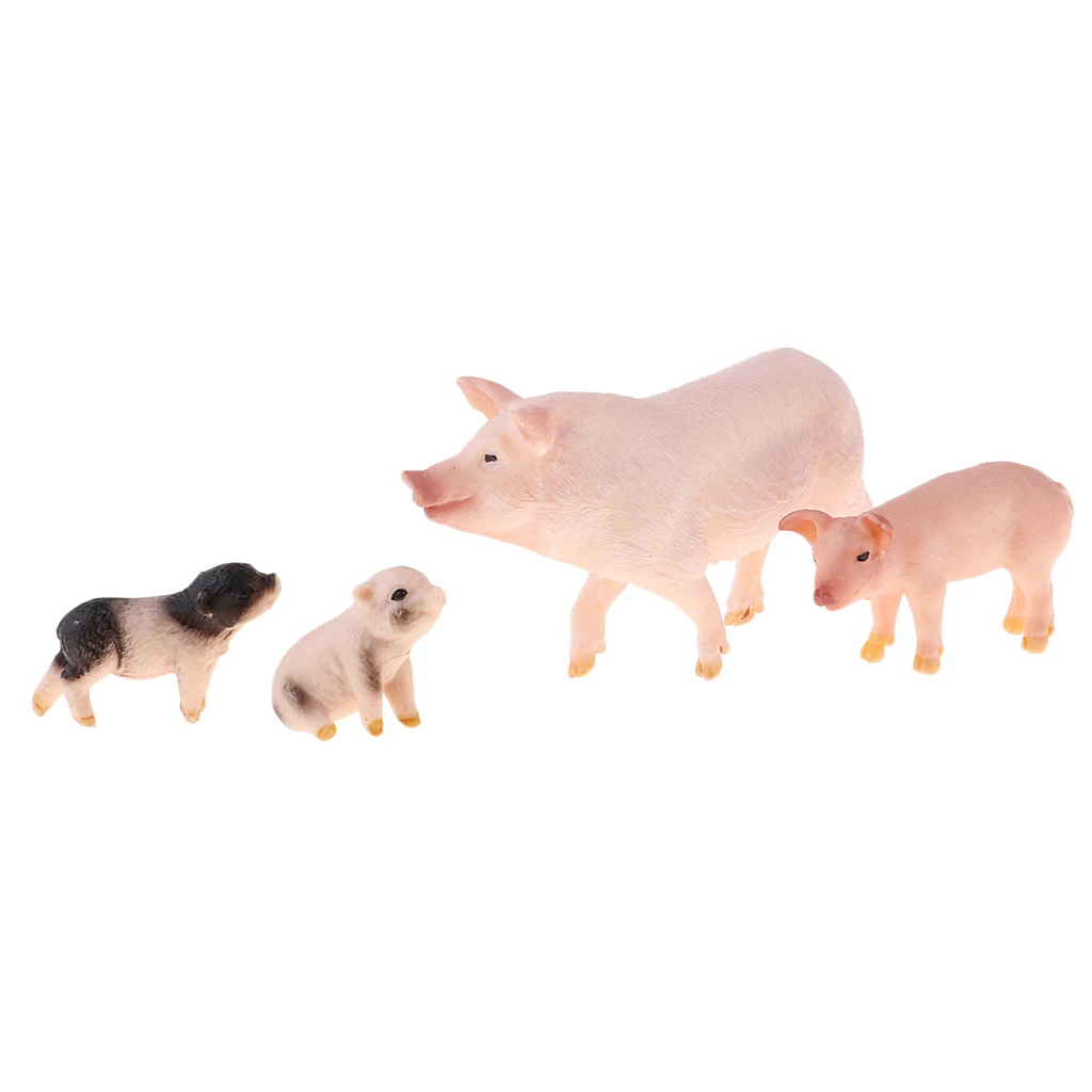 Plastic Farm Animals Toy Realistic Farm Animal Model Action Figure Collectible - Farmer & 4 Pigs