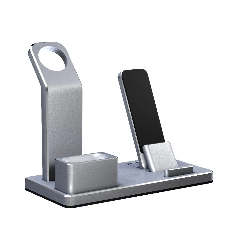 

High Quality 3 in 1 Aluminum Alloy Desktop Stand Holder for iPhone X XR XS MAX 8 7 Plus Watch AirPods IPad Air Mini