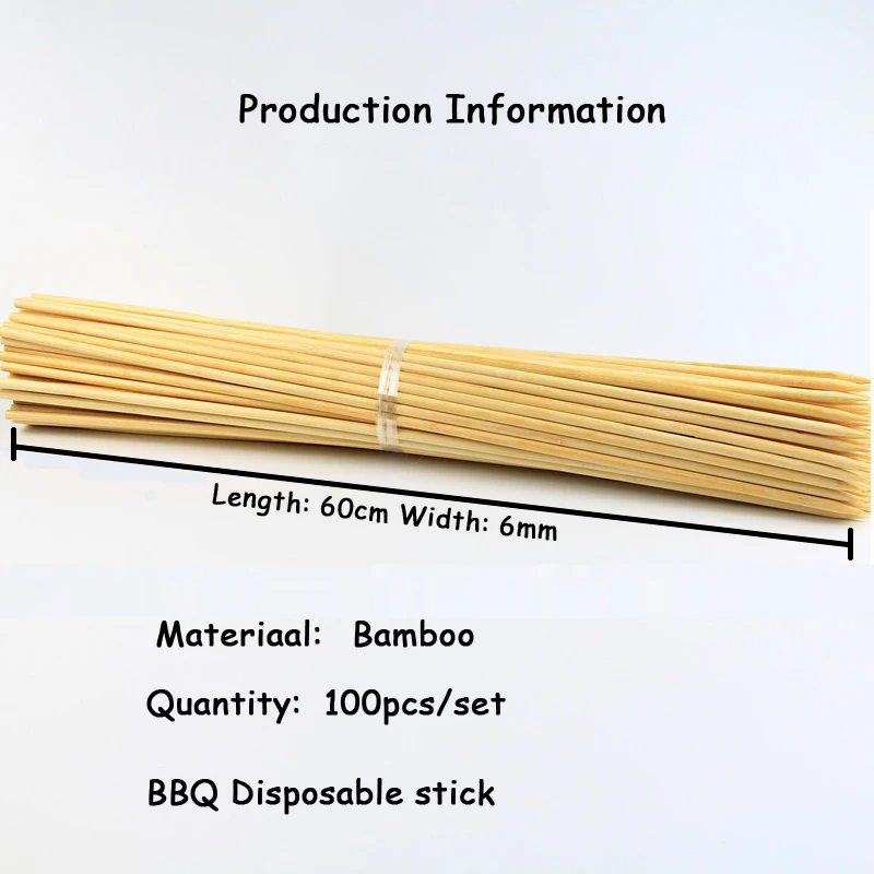 BBQ Stick Disposable Barbecue Skewers Outdoor BBQ Tools Bamboo Grill Sticks Barbecue Skewers Shish Kabob Sticks 6mm*40/60cm