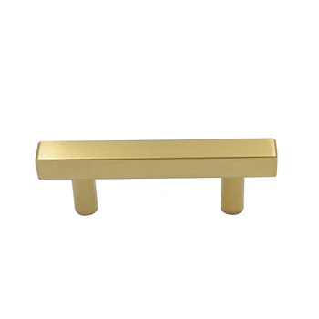 Goldenwarm Cabinet Handles Gold Drawer Pulls Square Cabinet Knobs T Bar Cupboard Door Handles Kitchen Hardware 2510