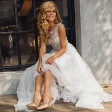 Smileven Wedding Dress Elegant Sleeves 3D Appliques Beach Bride Dresses Scoop Neck Backless Floor Length Backless Floor Length Smileven Wedding Dress Elegant Sleeves 3D Appliques Beach Bride Dresses Scoop Neck Backless Floor Length Backless Floor Length