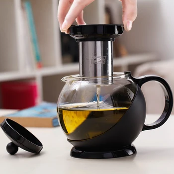 

hot 750ML Heat-resistant Tea Coffee Water Glass Tea Pot With Stainless Steel Filter Faced Modern Infuser Teapot Herbal