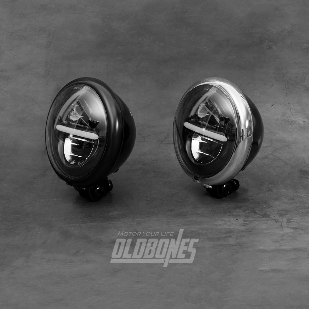 

OLDBONES Retro Motorcycle Modified LED Highlights 5.75 inch Headlights line type Driving light