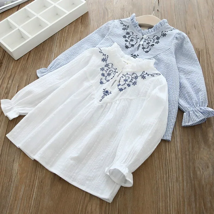 Белая блузка для девочек весенне-летние кружевные топы для девочек-подростков, школьная форма, рубашка детская одежда с длинными рукавами 6, 8, 10, 12