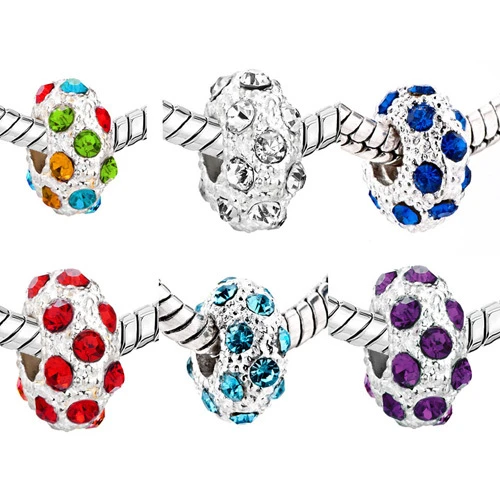 One Piece Silver Plated Czech Drill Rhinestone Bracelet Beads Charms Big Hole Fit For Fashion Pandora Diy Jewelry Beads Charms Big Holebig Hole Charm Aliexpress