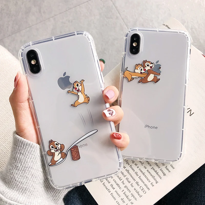 

Cute Chipmunk Squirrel Back Cover Soft TPU Phone Case For iPhone X XS Max XR 6 6S 7 8 Plus