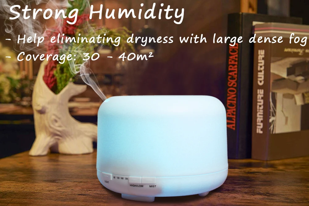 

VVPEC 500ml Essential oil diffuser Ultrasonic aromatherapy humidifier home electric aroma diffuser