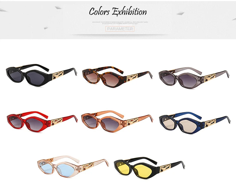 SHAUNA Модные женские солнцезащитные очки "кошачий глаз" с металлическим украшением "прыгающий Гепард"