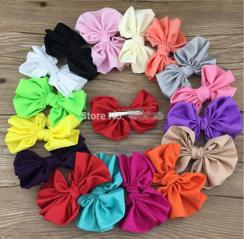 

MengNa Wholesale 4.0" Chiffon Hairbow With Hair Clip For Girls Hair Accessories Hairpins Buotique Fabric Bows 50pc/lot