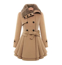 women’s Double Breasted Trench Wool Coat long Winter Jackets parka coats Outerwear for lady good quality new 2016