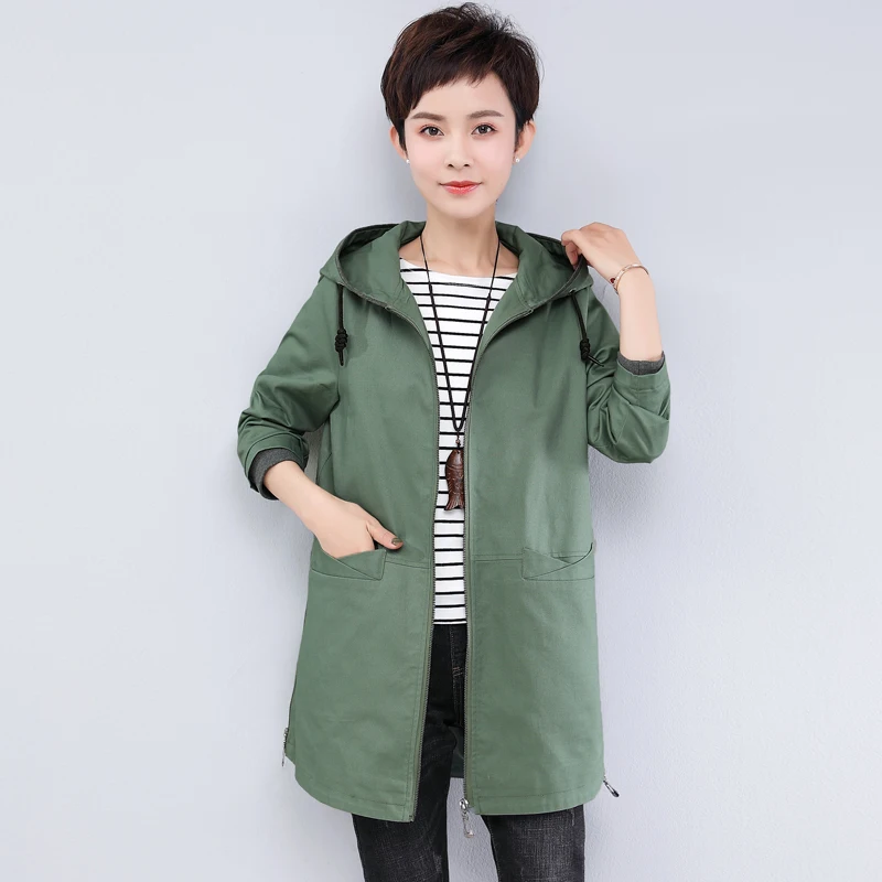 

Mid-aged large-size jacket 2019 Spring wear New Korean version loose large-size mid-long women's windbreaker spring and autumn
