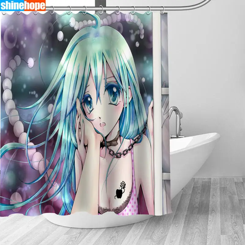 Индивидуальный Душ занавес Hatsune Miku Водонепроницаемый полиэстер занавеска для ванной комнаты s высокое качество шторы в ванную комнату душ - Цвет: Shower Curtain 1