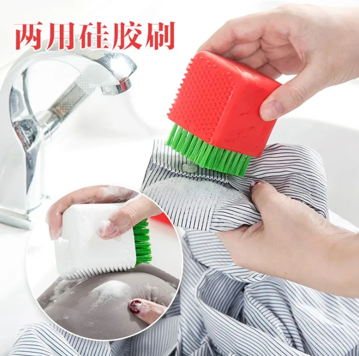 Creative potted dual use silicone brush home plastic cleaning brush