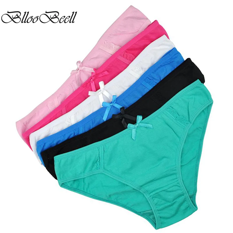 BllooBeell 6pcs Women Underwear Cotton Women's Briefs Solid Cute Lace
